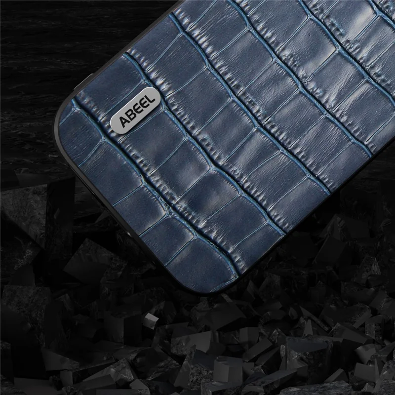 ABEEL For Huawei Mate 60 Cowhide Leather+TPU+PC Phone Case Crocodile Texture Smartphone Cover - Blue