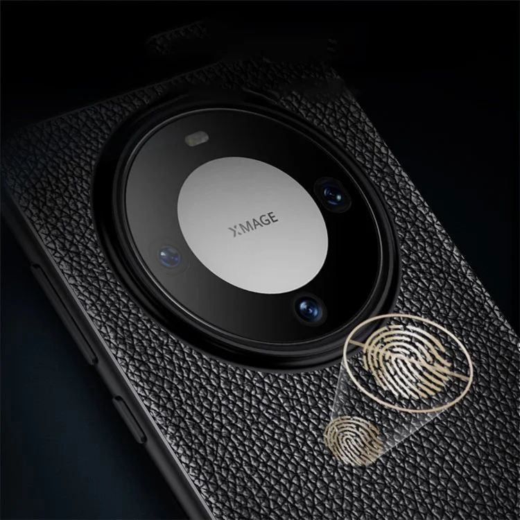 Funda de teléfono Litchi Texture Slim para Huawei Mate 60, Funda de teléfono de TPU suave resistente a arañazos - Negro