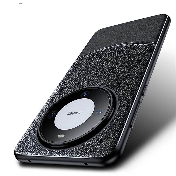 Funda de teléfono Litchi Texture Slim para Huawei Mate 60, Funda de teléfono de TPU suave resistente a arañazos - Negro