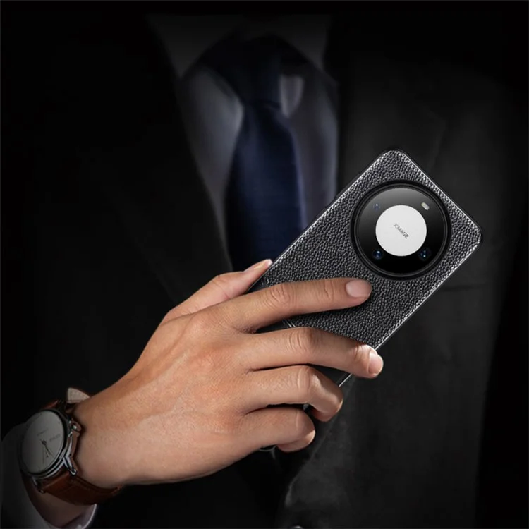 Funda de teléfono Litchi Texture Slim para Huawei Mate 60, Funda de teléfono de TPU suave resistente a arañazos - Negro