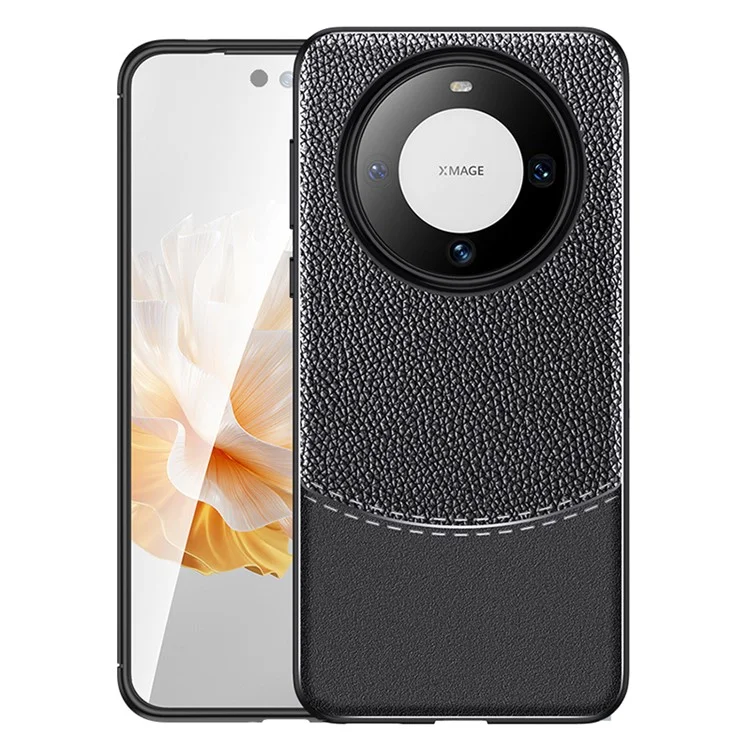 Pour Huawei Mate 60 Pro Anti-rayures Coque de Protection de Téléphone Texture de Litchi Flexible TPU Cover - Noir