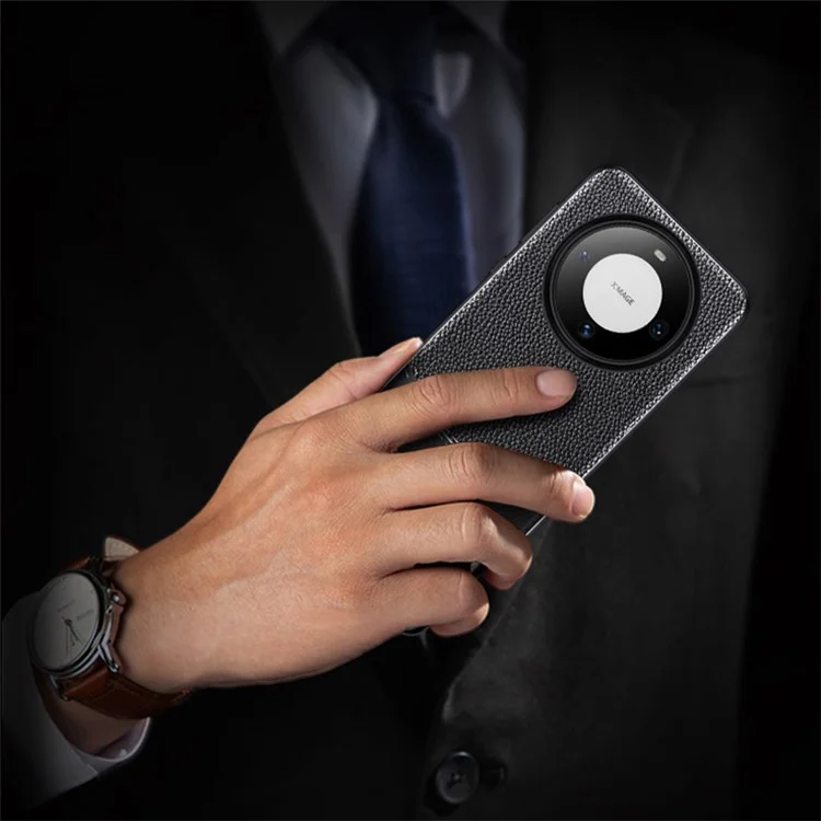 Pour Huawei Mate 60 Pro Anti-rayures Coque de Protection de Téléphone Texture de Litchi Flexible TPU Cover - Noir