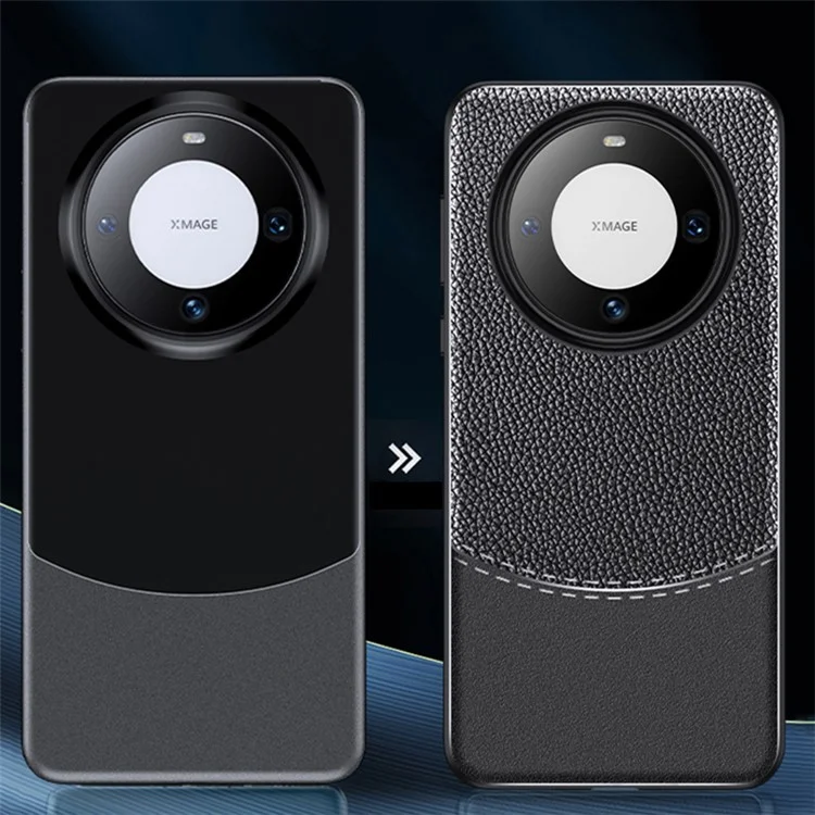 Pour Huawei Mate 60 Pro Anti-rayures Coque de Protection de Téléphone Texture de Litchi Flexible TPU Cover - Noir