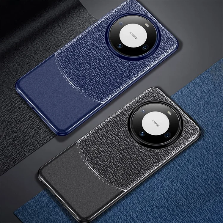 Pour Huawei Mate 60 Pro Anti-rayures Coque de Protection de Téléphone Texture de Litchi Flexible TPU Cover - Noir
