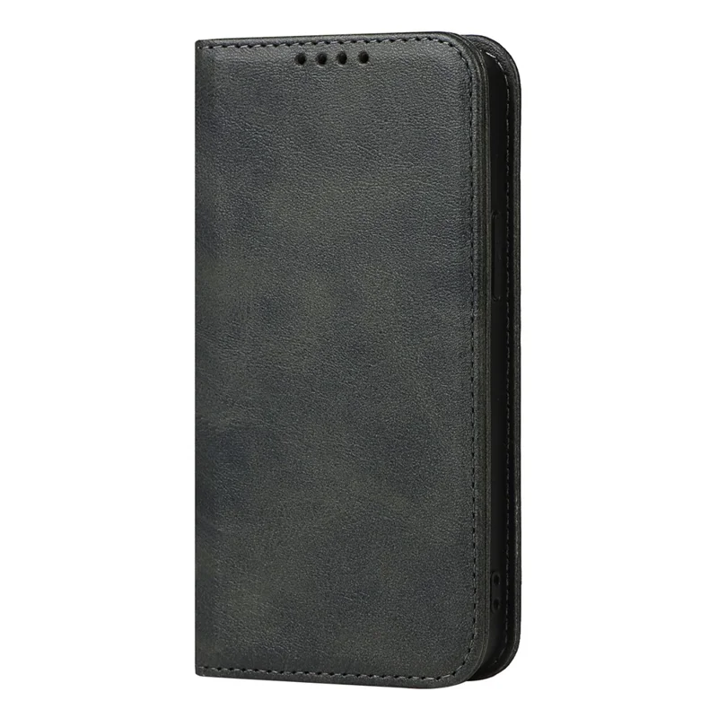 Calf Texture Protective Case for iPhone 15 , Anti-drop PU Leather Stand Wallet Phone Cover - Black