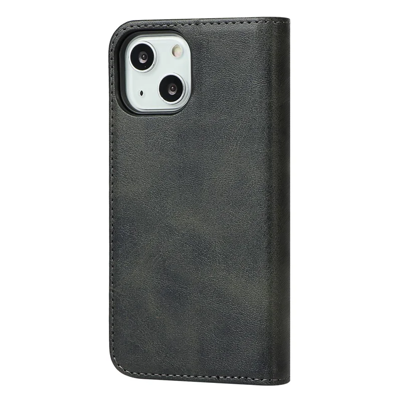 Calf Texture Protective Case for iPhone 15 , Anti-drop PU Leather Stand Wallet Phone Cover - Black