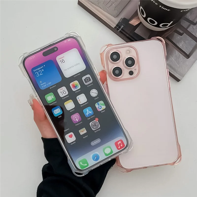 For iPhone 15 Pro Anti-drop Four Corner Phone Cover Slim-Fit TPU Case Drop Protection Cell Phone Shell - Purple