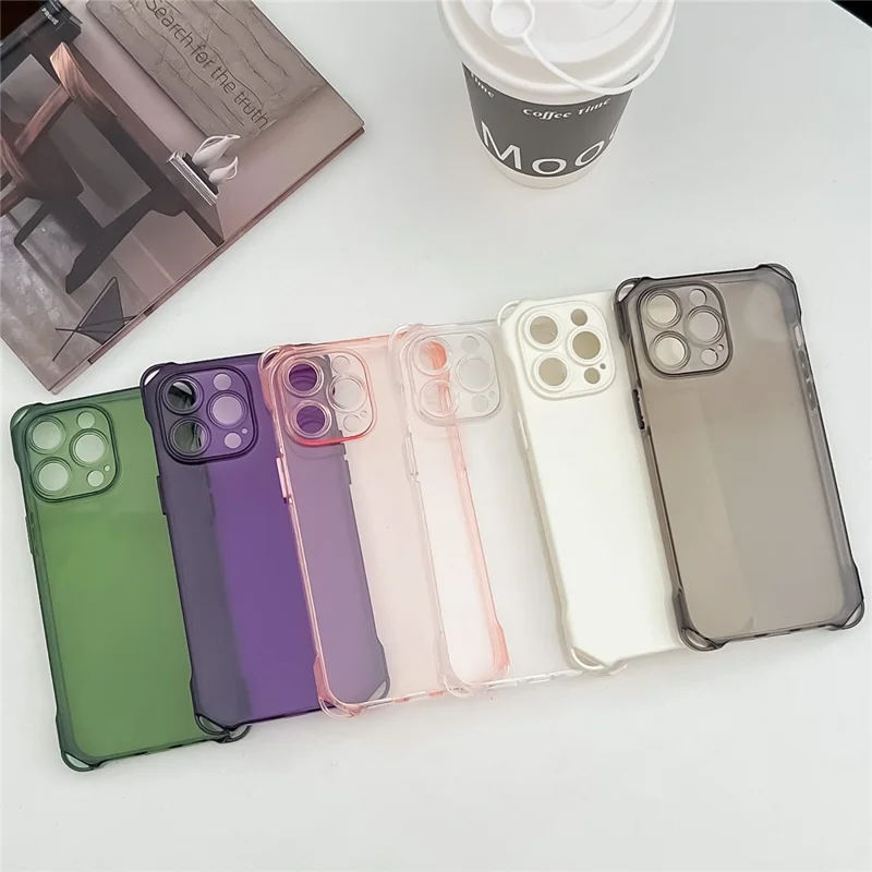 For iPhone 15 Pro Anti-drop Four Corner Phone Cover Slim-Fit TPU Case Drop Protection Cell Phone Shell - Purple
