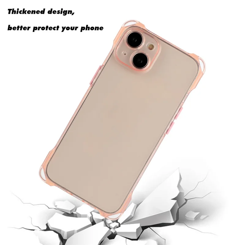For iPhone 15 Four Corner Anti-drop Phone Cover Flexible TPU Case Drop Protection Shell - Pink