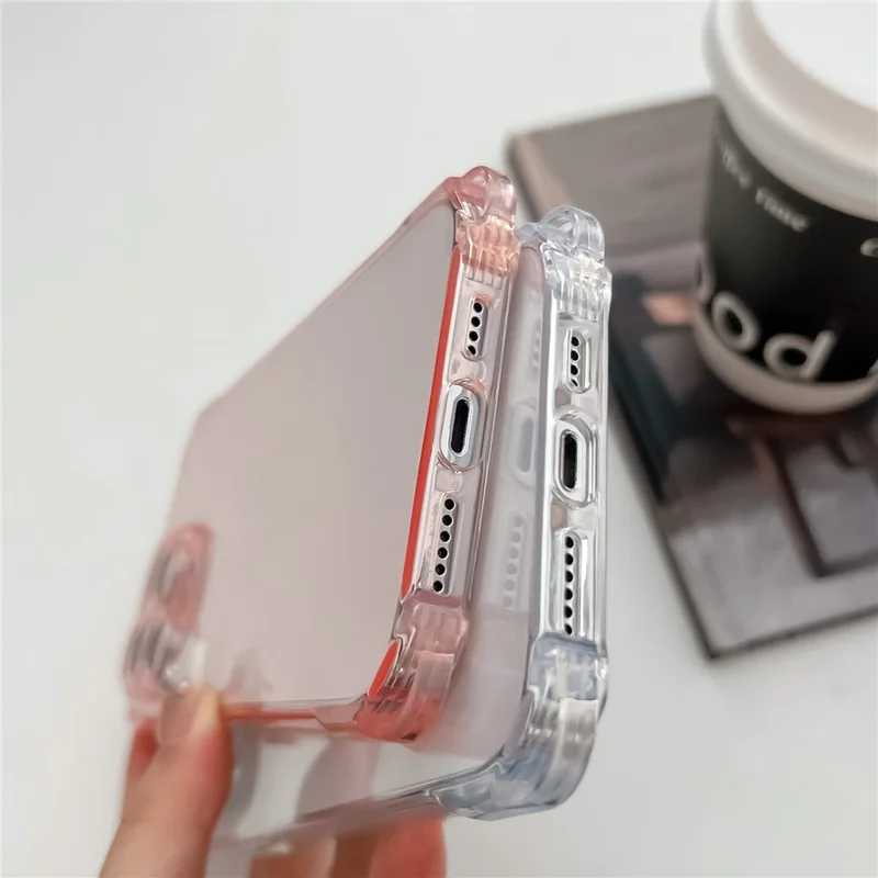 For iPhone 15 Four Corner Anti-drop Phone Cover Flexible TPU Case Drop Protection Shell - Pink