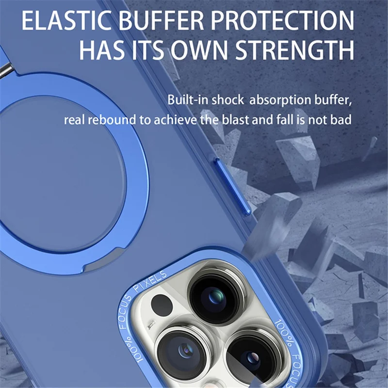 Soft TPU+PC Slim Case for iPhone 15 Pro Max Rubberized Kickstand Phone Shell Compatible with MagSafe - Dark Purple