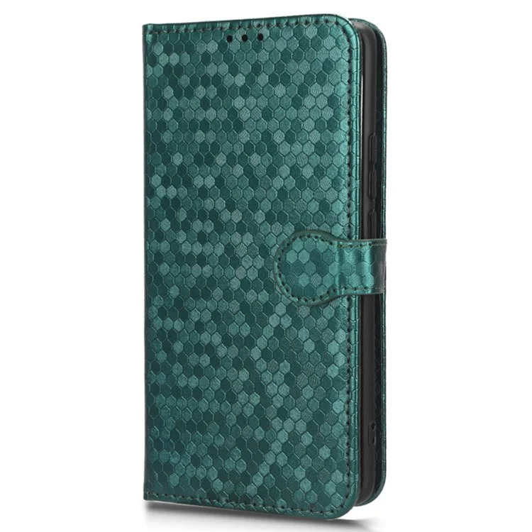 Pour iPhone 15 Pro Max Dot Imprinted Shockproof Cover Leather Wallet Stand Mobile Phone Case - Vert