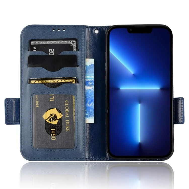 Pour iPhone 15 Pro Imprinted Triangle Anti-drop Phone Cover PU Leather Stand Wallet Case - Bleu
