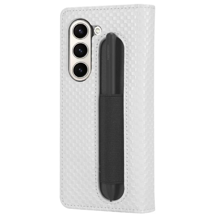 Para Samsung Galaxy Z Fold5 5G Capa de telefone em couro PU com suporte Wallet Imprinted - Branco