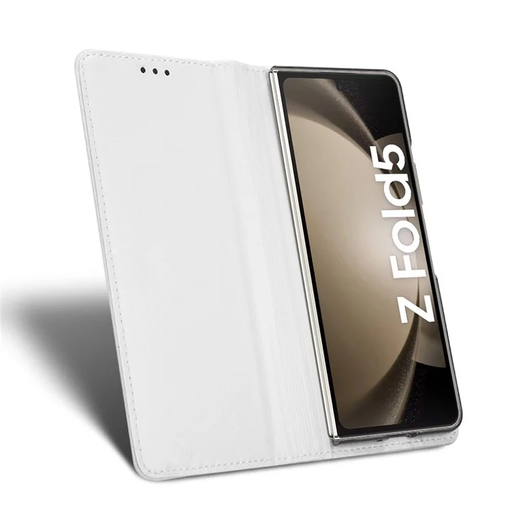 Para Samsung Galaxy Z Fold5 5G Capa de telefone em couro PU com suporte Wallet Imprinted - Branco