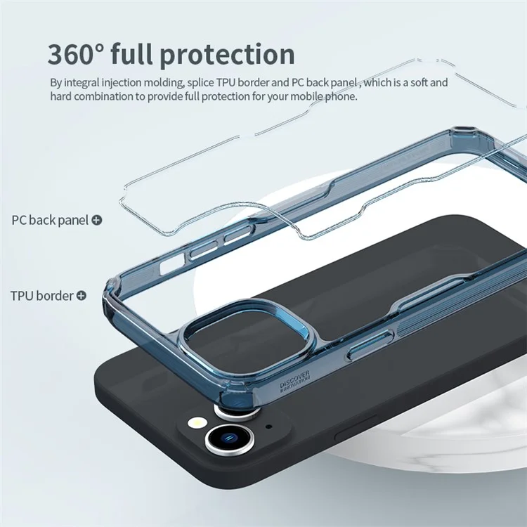 NILLKIN Nature Pro Series PC+TPU Case for iPhone 15 Anti-drop Protective Phone Cover - Blue