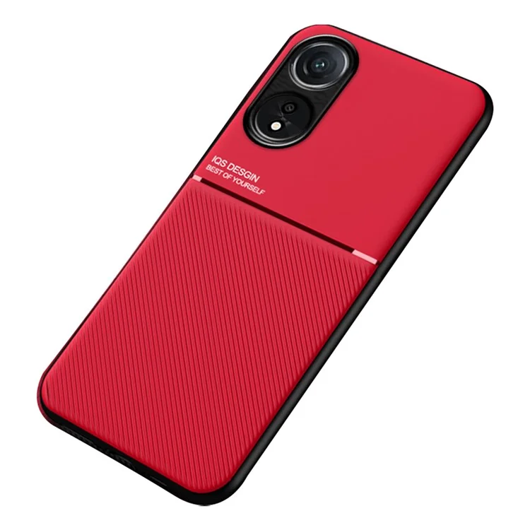 Per Oppo A78 4G Custodia telefonica in pelle texturizzata anti-caduta Cover in TPU - Rosso