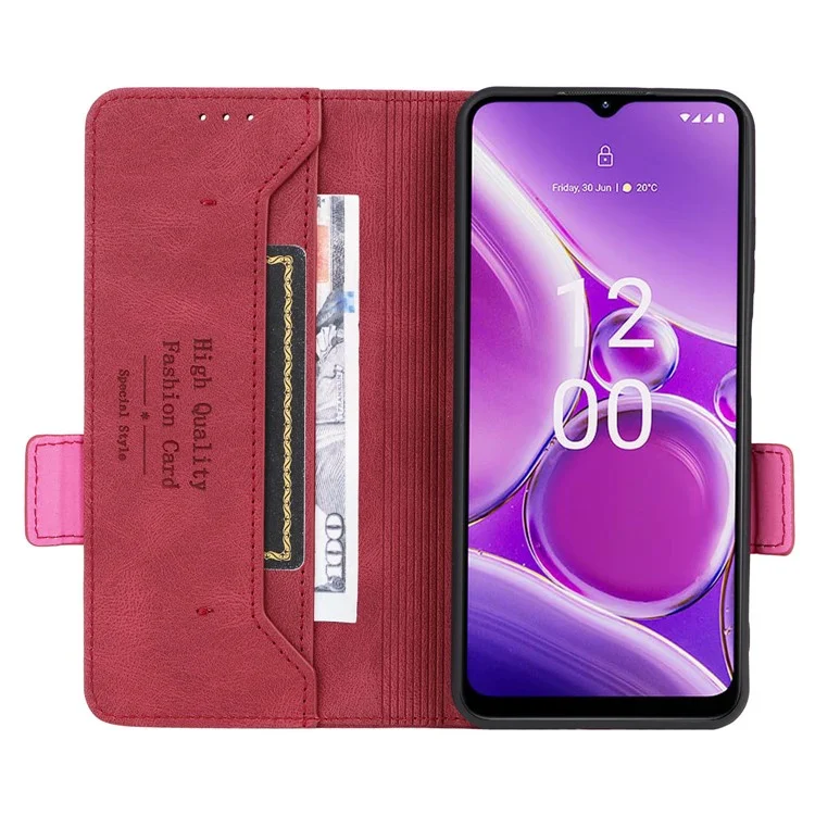 Para Nokia G42 Anti-Scratch Protective Cover PU Leather Wallet Stand Phone Case Hardware Decor Shell - Rose
