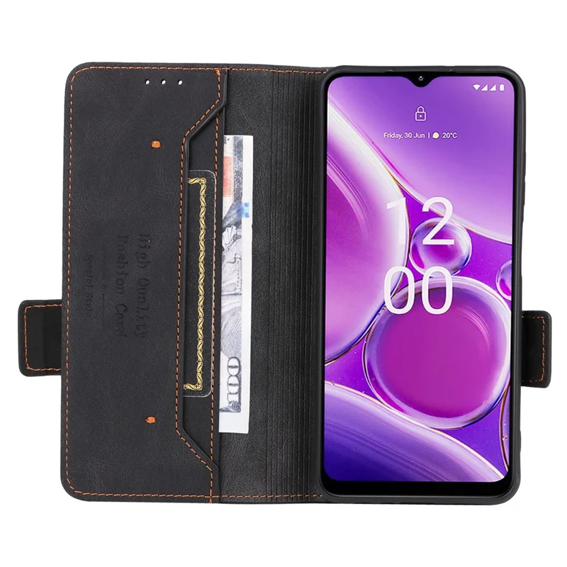 For Nokia G42 Anti-Scratch Protective Cover PU Leather Wallet Stand Phone Case Hardware Decor Shell - Black