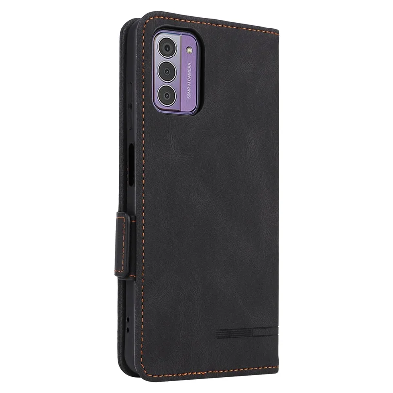 For Nokia G42 Anti-Scratch Protective Cover PU Leather Wallet Stand Phone Case Hardware Decor Shell - Black