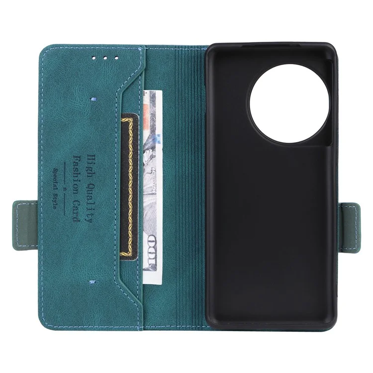 Per OnePlus Ace 2 Pro 5G Custodia per cellulare Custodia protettiva hardware Decor Stand Wallet PU Pelle - Blu