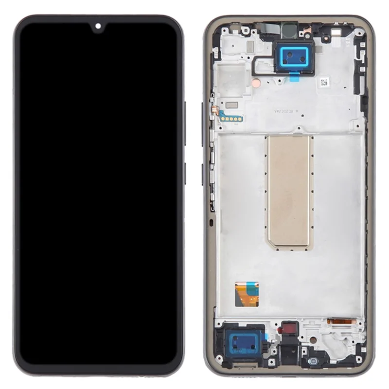 For Samsung Galaxy A34 5G A346 OEM Grade S AMOLED-skærm og digitizer-samling + ramme reparationdel (uden logo) - Sort