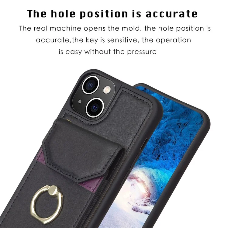 Per iPhone 15 Pro Max Kickstand Card Bag Phone Case PU Leather + TPU Mobile Phone Back Protective Cover - Nero