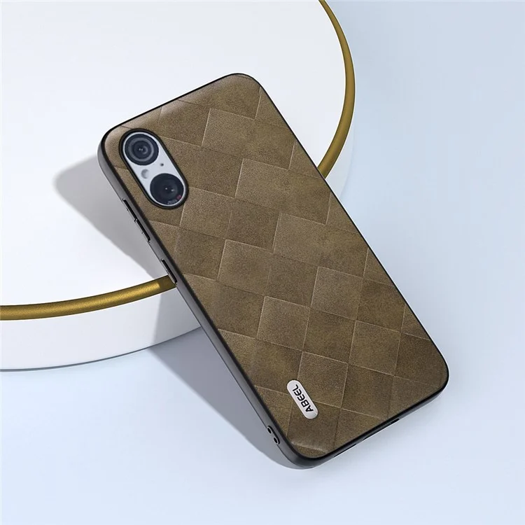 ABEEL per Sony Xperia 5 V Custodia per telefono antigraffio con texture a griglia Rivestimento in pelle PU PC+TPU - Verde