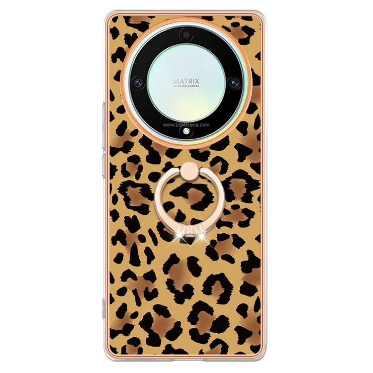 YB IMD Series-20 Style D Electroplate Case für Honor X9a 5G / Magic5 Lite 5G, Kickstand IMD 2.0mm Soft TPU Handyhülle - Leopard