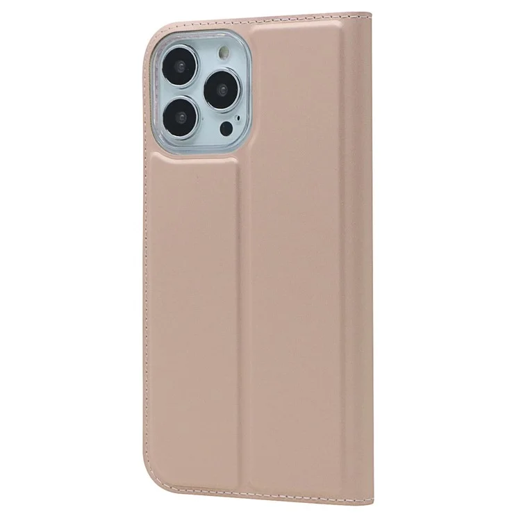 Para iPhone 15 Pro Max Capa de Telefone com Suporte de Couro PU e Porta-Cartões com Fechamento Magnético - Rose Gold