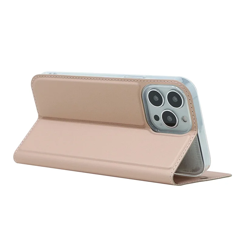 Per iPhone 15 Pro Custodia in pelle PU con chiusura magnetica Porta carte Supporto a libro - Rose Gold
