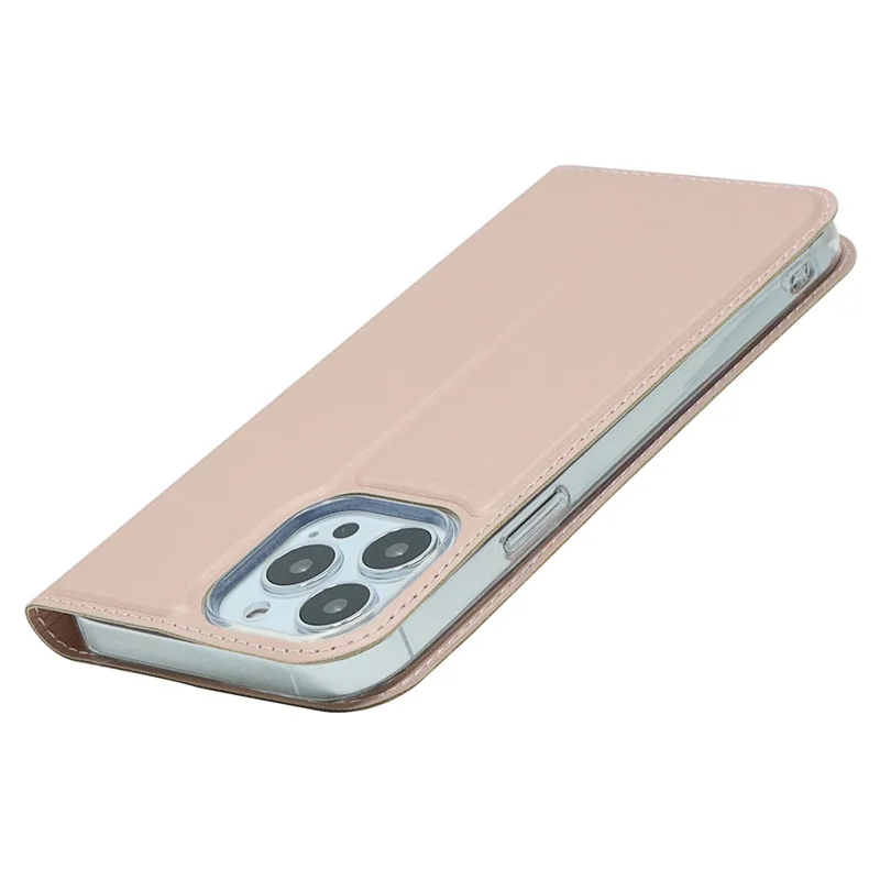 Per iPhone 15 Pro Custodia in pelle PU con chiusura magnetica Porta carte Supporto a libro - Rose Gold