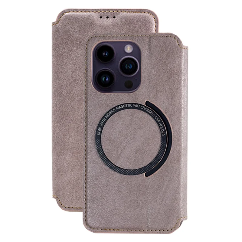 Для iPhone 15 Anti-Scratch PU+TPU матовый чехол, совместимый с MagSafe Wallet Phone Cover - Rose Gold