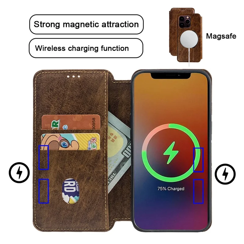 Для iPhone 15 Anti-Scratch PU+TPU матовый чехол, совместимый с MagSafe Wallet Phone Cover - Rose Gold