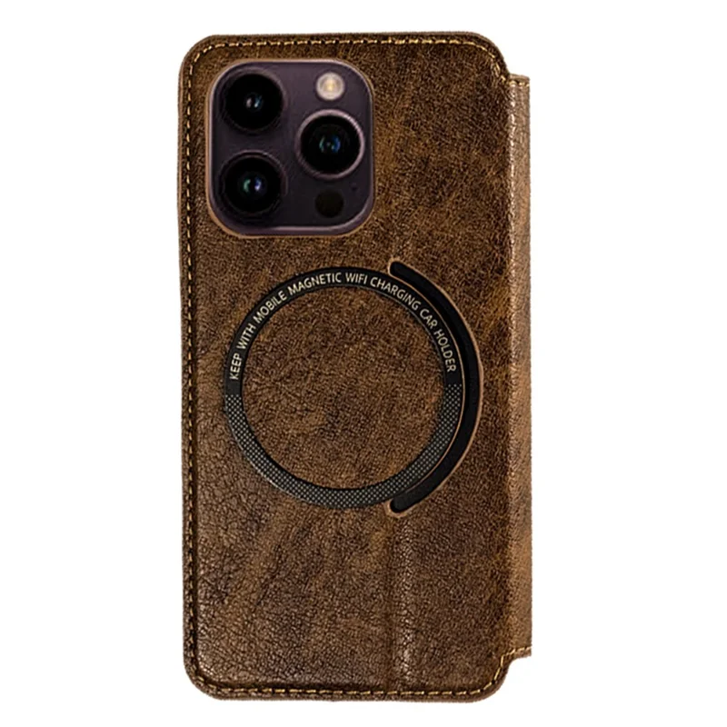 Для iPhone 15 Anti-Scratch PU+TPU матовый чехол, совместимый с MagSafe Wallet Phone Cover - Rose Gold