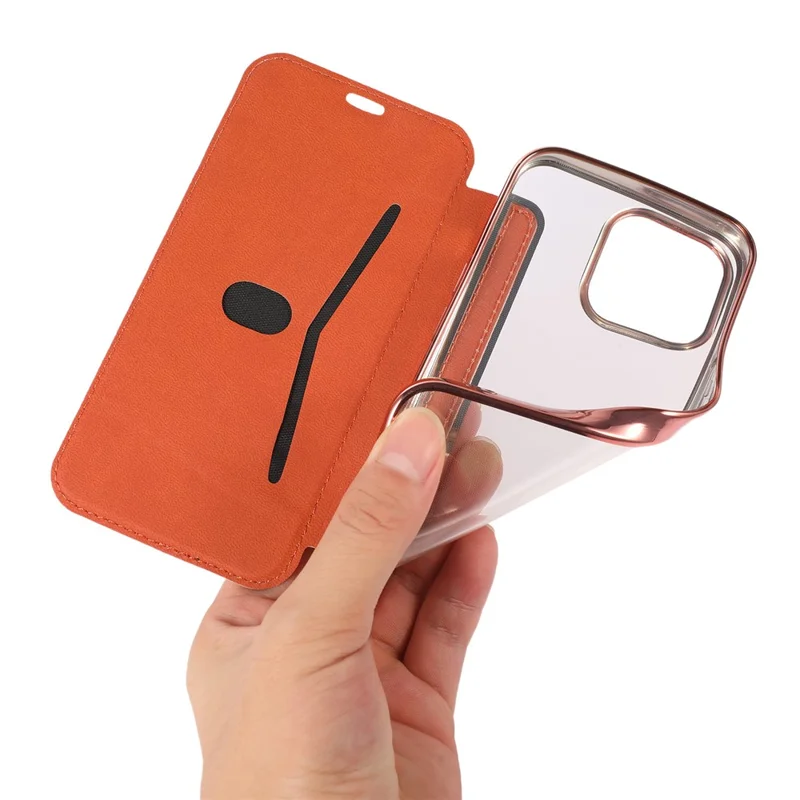 Stand Case for iPhone 15 Pro , Card Holder Glitter Powder Anti-scratch PU Leather+TPU Transparent Phone Cover - Silver