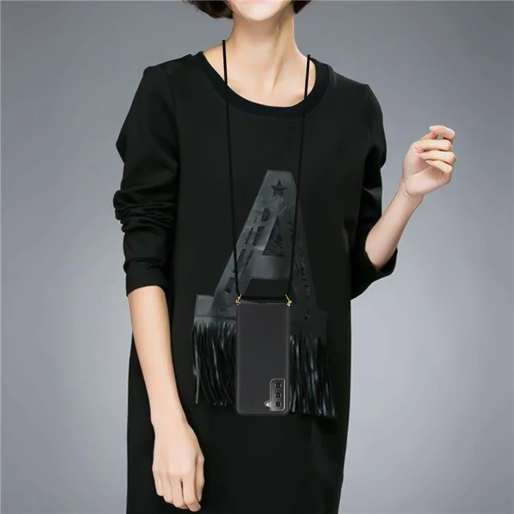 For Samsung Galaxy S23 FE Shockproof Case Biodegradable Wheat Straw+TPU Phone Cover with Lanyard - Black