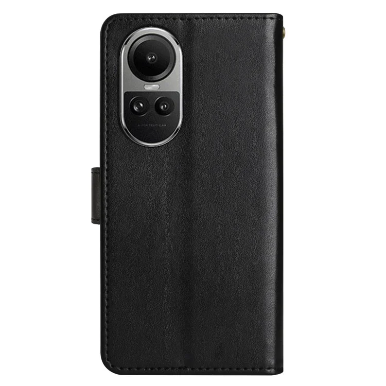Für Oppo Reno10 5G (Global) / Reno10 Pro 5G (Global) PU-Ledertasche Telefon-Cover Prägung Ständer Hülle - Schwarz