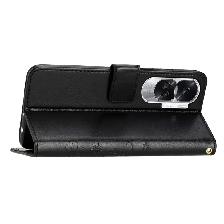 Per Honor 90 Lite 5G / X50i 5G Custodia a portafoglio in pelle PU con stampa a farfalla Stand - Nero 