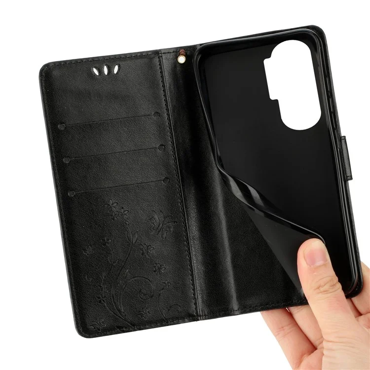 Per Honor 90 Lite 5G / X50i 5G Custodia a portafoglio in pelle PU con stampa a farfalla Stand - Nero 