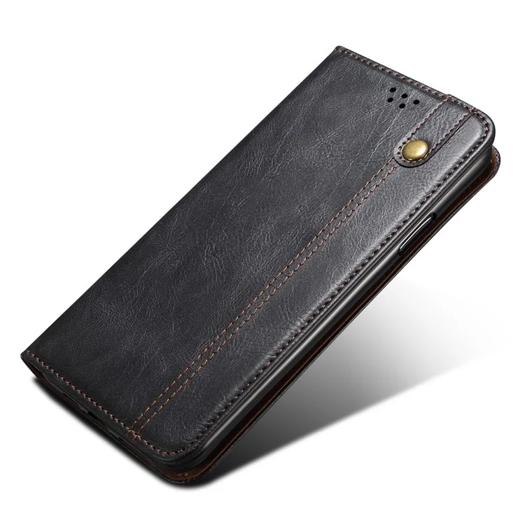Pour Realme 11x 5G / 11 5G (Global) Waxy Crazy Horse Texture Stand Wallet Case PU Leather Phone Cover - Black