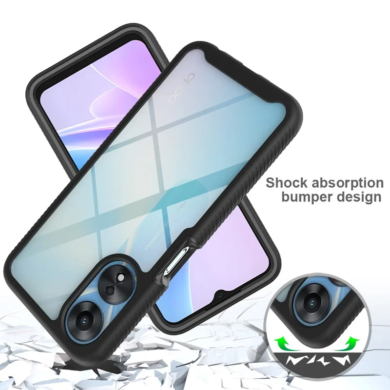 For Oppo A78 5G Impact Resistant Phone Cover 3-in-1 PC+TPU Case with PET Screen Protector - Purple