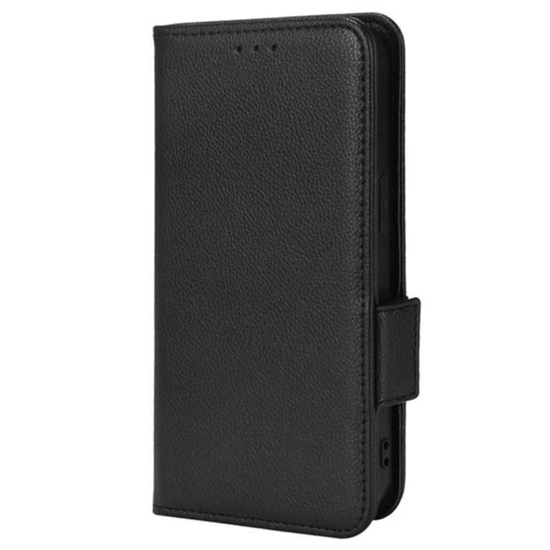 Für iPhone 15 Pro Max PU-Lederhülle mit Litchi-Textur, Ständer, Brieftasche und Handyhülle - Schwarz