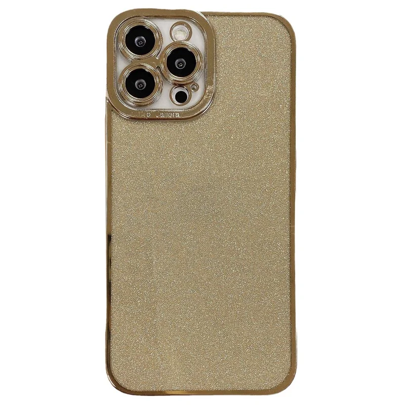 Электроплакированный чехол TPU для iPhone 15 Pro Glitter Detachable Soft Mobile Phone Protective Cover - Gold