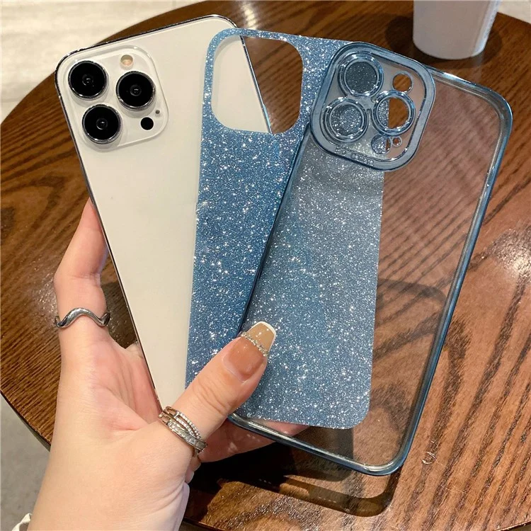 Para iPhone 15 Plus Anti-scratch TPU Phone Back Case Electroplating Glitter Powder Mobile Phone Shell - Ouro