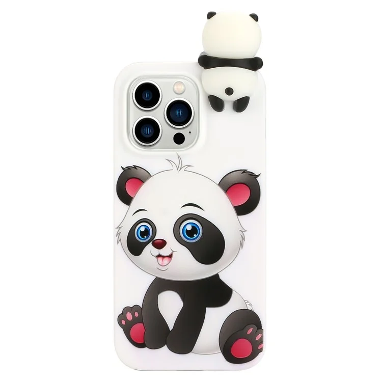 Custodia Per Telefono Slim yx Per Iphone 15 Pro Max Mini Figure Decorazioni Tpu Motivano di Stampa Tettona di Telefono - Panda