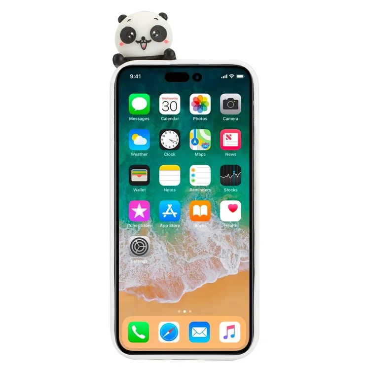 Custodia Per Telefono Slim yx Per Iphone 15 Pro Max Mini Figure Decorazioni Tpu Motivano di Stampa Tettona di Telefono - Panda