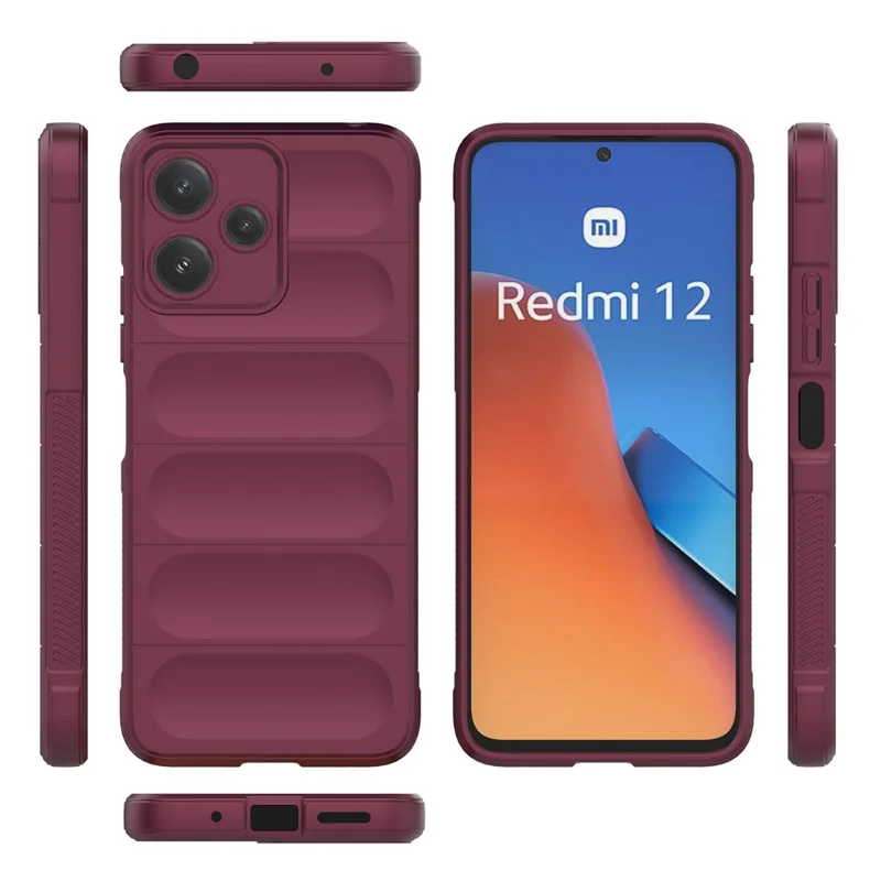 For Xiaomi Redmi 12 5G (Global) / Poco M6 Pro 5G Rugged TPU Cover Drop Protection Phone Case - Wine Red