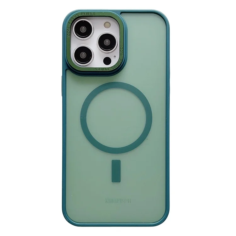 TPU+Acrylic Phone Case for iPhone 15 Skin-Touch Matte Magnetic Cover Compatible with MagSafe - Blackish Green