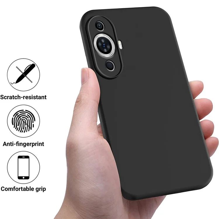 For Huawei nova 11 Pro / nova 11 Ultra Slim-fit Shell Liquid Silicone Phone Case Soft Lining Anti-scratch Phone Cover - Black
